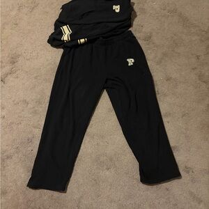 PINK Victoria's Secret Black Joggers with Gold Accents